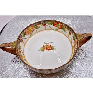 Vintage Nippon Gold Rimmed Hand painted Double Handled Bowl